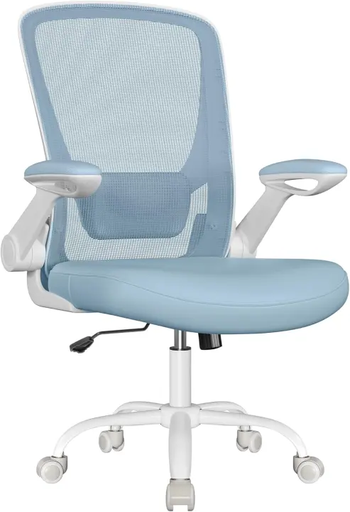 Silla de Oficina Ergonómica Silla Giratoria de Malla Soporte Lumbar Oscilante Asiento de 53cm - 1