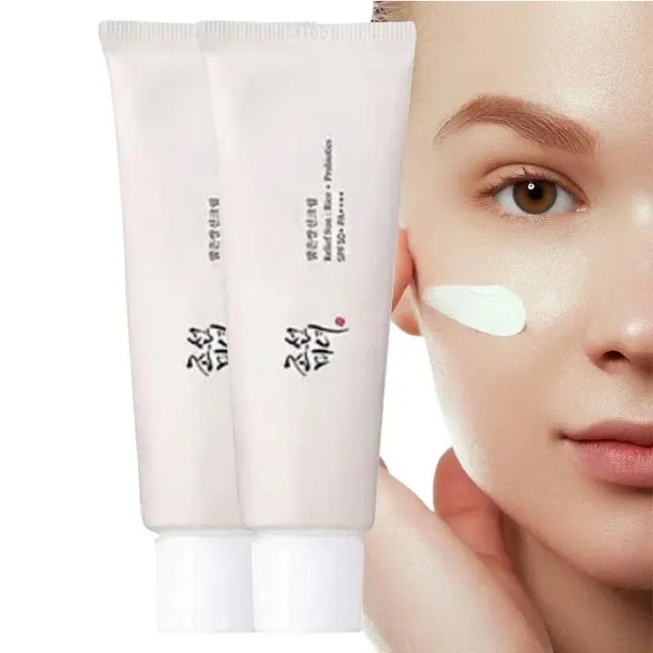 Protector Solar SPF50 +, bloqueador Solar probiótico de arroz coreano, crema blanqueadora de piel, Anti UV, bloqueador Solar, suero hidratante suave Facial, 50ml - 1