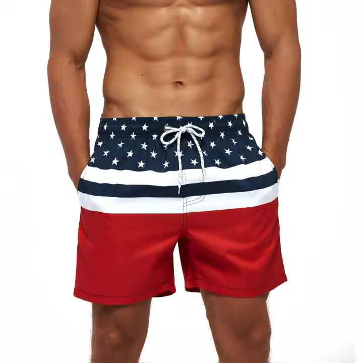 Bañador para hombre, transpirable, de secado rápido, con bolsillos, forro de malla y cordón ajustable. - 1
