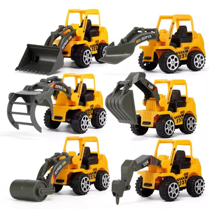 Mini excavadora de 6 piezas para decoración del hogar, vehículo de ingeniería, carretilla elevadora, juguete, modelo de coche de ingeniería - 1