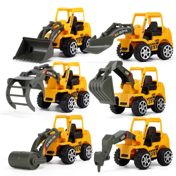 Mini excavadora de 6 piezas para decoración del hogar, vehículo de ingeniería, carretilla elevadora, juguete, modelo de coche de ingeniería - 1
