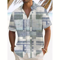 Camisa de Verano para Hombres Estampado de Encaje de Moda Manga Corta Cuello Extremo - details 3