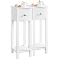Mesita de Noche de Madera Lacada Alta 2pcs con Cajón y Estante 25x25x70cm - details 0