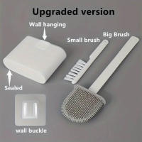 Cepillo De Inodoro Flexible Con Soporte Montado En La Pared Limpieza Fácil Sin Esquinas Muertas Calidad Hoteles Material Plástico Duradero - details 3