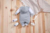 Romper Bebé IURNXB Niño Niña De Larga Manga Colorbloque Con Capucha Ropa Infantil Invierno Otoño 0-18M Cierre De Botones Traje De Dos Piezas - details 6