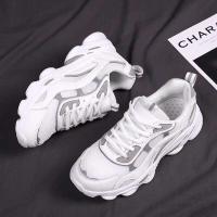 Zapatos informales para mujer, de cuero en blanco, gruesos y con aumento de altura, calzado deportivo para correr para mujer - details 2