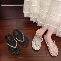 Chanclas 2025, chanclas de fondo plano con perlas nuevas, zapatos de playa de moda con suela blanda - details 1