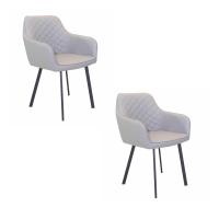 Sillas de comedor de tela (juego de 2) con patas de metal para cocina y sala de estar - details 6