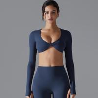 Nuevos deportes de manga larga Fiess para mujer, cuello en V profundo, ajustado, transpirable, estilo Ins, ropa de Yoga al aire libre, Tops cortos - details 17