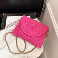 Bolso cruzado de hombro tejido de paja para mujer, bolso de mano de playa, bolsos de sobre hechos a mano informales de verano - details 21