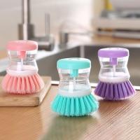 Plato para olla de lavado de cocina con relleno de líquido al presionar no daña la sartén, dispensador automático de cepillo de limpieza - details 6