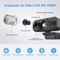 Cámara web Full HD de 1080P, Webcam de red en vivo, Clase en línea, controlador USB gratis para PC, ordenador portátil, escritorio, hogar, Youtube, vídeo con micrófono - details 11