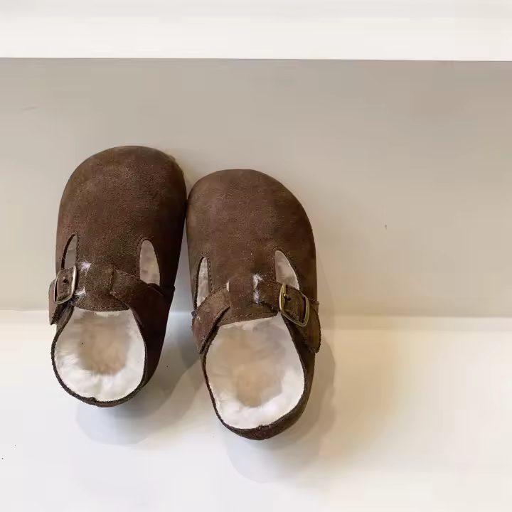Zapatos de cuero para niñas de cuero Zapatos esponjosos para niños de felpa Zapatos Doudou - 1