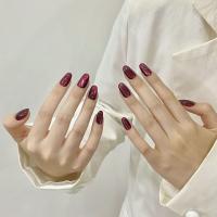10Pcs Uñas Postizas Presión En Mano Diseño De Ojo De Gato Rojo Y Rosa Completo Cubierta Cortas De Alergias Material De Resina Uñas Falsas Pure Color Wearables - details 5
