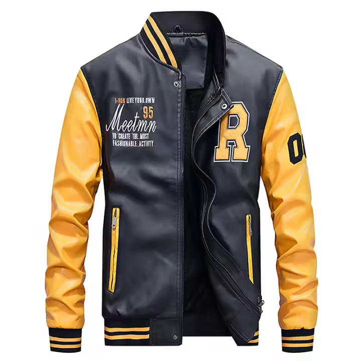 Chaqueta de moda casual de invierno para hombre Cuero de lana gruesa - 1