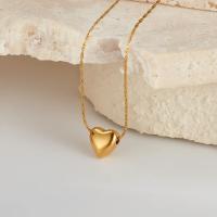 Collar minimalista de corazón de oro para mujer: elegante cadena de clavícula de acero inoxidable, joyería de trabajo diario - details 1