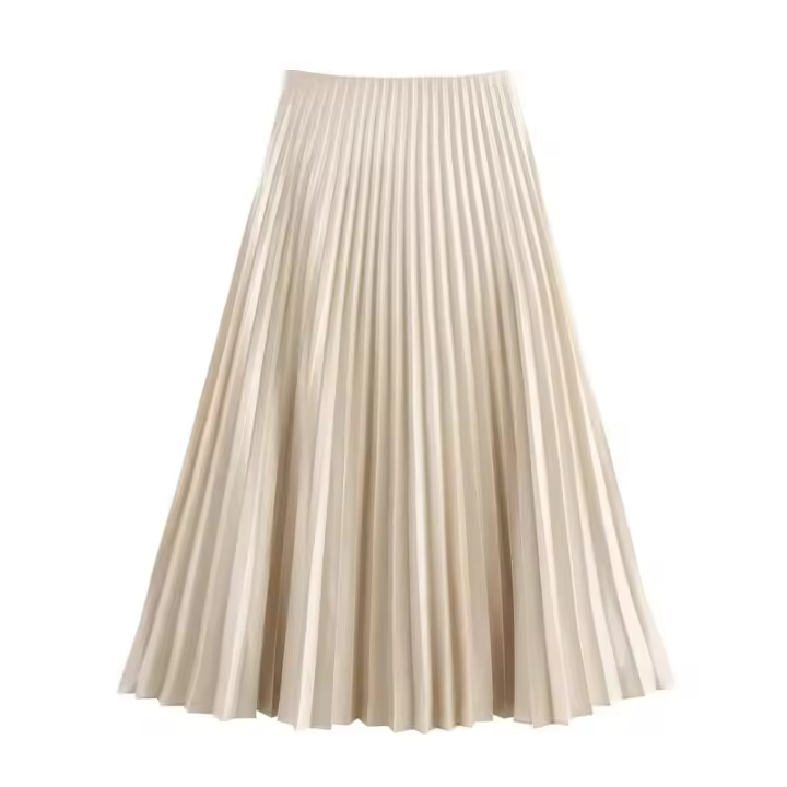 BUNO-moda femenina, faldas plisadas de verano, elegantes, largas, versátiles, Color sólido, pliegues, cintura elástica, faldas holgadas informales para mujer - 1
