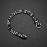 Pulsera de serpiente de doble cabeza del zodiaco para hombres, hebilla de anillo de acero inoxidable, pulsera Punk, accesorios de joyería para fiesta de motocicleta - details 0