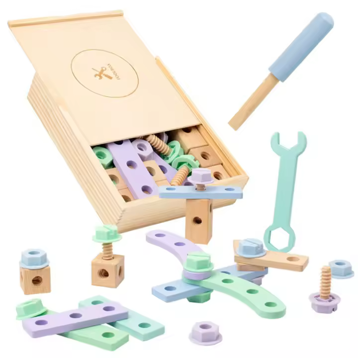 Excitat Set de Herramientas de Madera Montessori Juguetes Educativos para Niños de 3 a 5 Años - 1