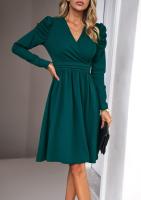 Elegante V-cuello Vestido para Mujer Color Sólido de Alta Calidad Estilo Retro Casual Moda Femenina - details 19