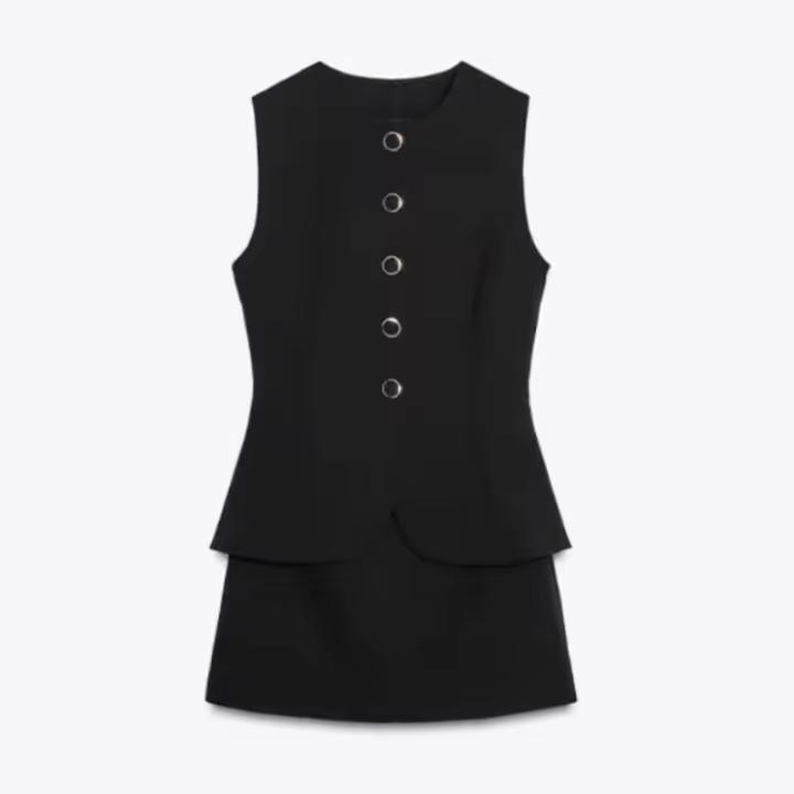 Vestido Mini Casual Cucaracha de Cintura Alta con Top sin Mangas hasta la Cintura - 1