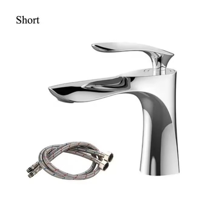 Grifo de baño Grifo mezclador de lavabo de una sola manija de latón cromado dorado Grifos de fregadero frío y caliente montados en cubierta - 1