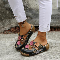 Nuevas sandalias de verano estilo étnico flores de suela gruesa hechas a mano sandalias Retro de suela gruesa para mujer - details 5