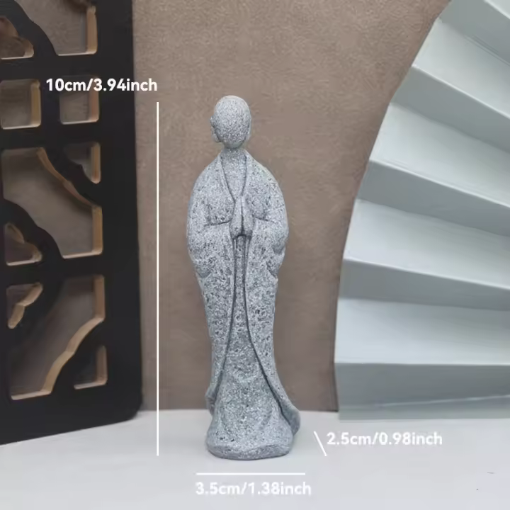 Estatua de piedra de Buda, monjes budista pequeño, figuritas de budismo tibetano, adorno de jardín Zen, meditación, decoración del acuario del hogar - 1