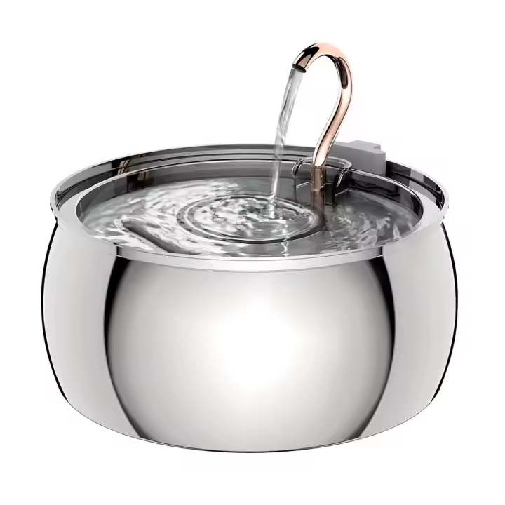 Gran Fuente de Agua para Gatos de Acero Inoxidable Diseño de Grifo de Cuerno de Gato - 1