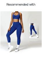 Sujetador deportivo con cuello Halter para mujer, Top fruncido de alto soporte para gimnasio, ropa de entrenamiento, corsé de - details 0