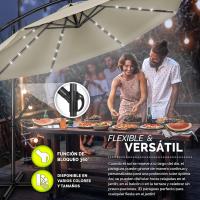 Parasol Excentrico de Sombrilla con 32 Luces LED Solar Giratorio 360º, Protección UV - details 49