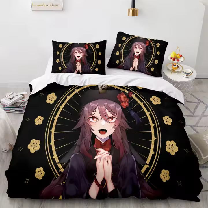 Juego Genshin Impact Conjunto de Ropa de Cama Funda de Edredón Suave con Estampado 3D - 1