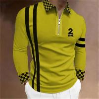 Polo para hombre Camisa de golf estampada a cuadros 3D Manga larga Cremallera Ropa deportiva Moda Ropa de calle Diseñador - details 16