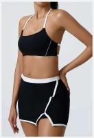 Conjunto de dos piezas de sujetador y pantalones cortos de entrenamiento de yoga, conjunto deportivo de mujer Fiess yoga Tre elástico de retales - details 10