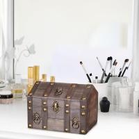 Caja de tesoro pirata de madera maciza, diseño vintage hecho a mano para mujeres, caja de recuerdos, caja de alineación decorativa de ca. - details 7