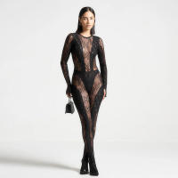 BUNO-Nuevo mono con guantes con estampado de mono de leopardo ajustado transparente de manga larga medias sexis sin espalda pantalones largos Tops calientes - details 6