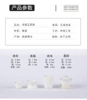 Yangzhi Jade para uso doméstico, lleno de cerámica, juego de cubierta para tazón de té Kung Fu, juego de regalo de porcelana blanca Dehua - details 4