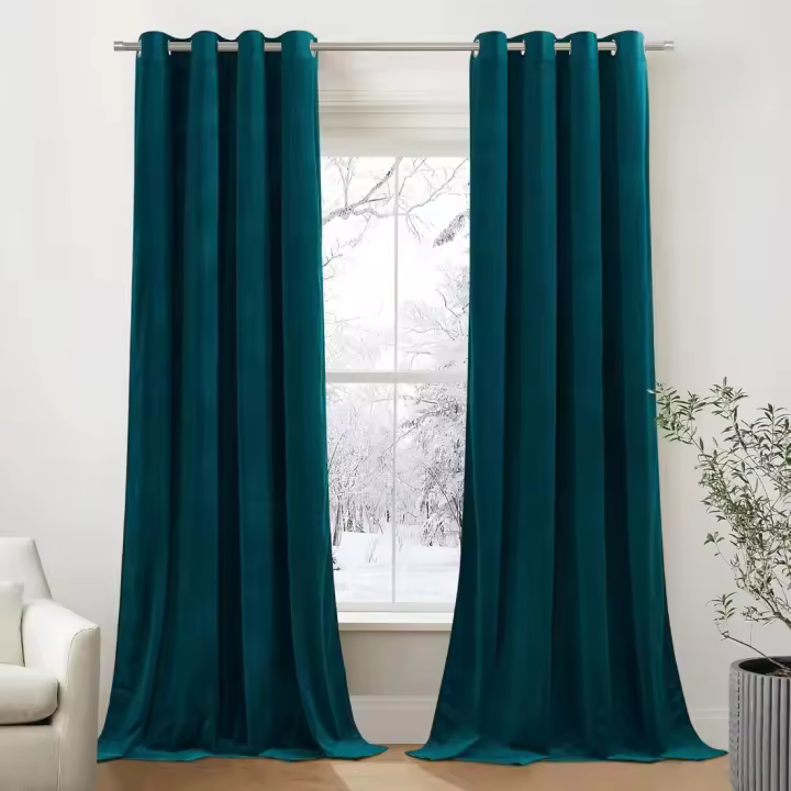 Cortinas de Terciopelo Azul Zafiro 132x240 CM Cortinas Isolantes Térmicas para Dormitorio y Boda - 1