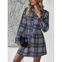 Vestido camisero de manga larga para mujer, elegante a cuadros, elástico de una pieza, moda coreana, informal, para fiesta - details 2
