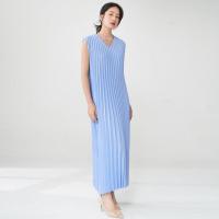 Vestido plisado para mujer, verano, nuevo, suelto, cuello en V, falda de talla grande, temperamento elegante - details 10