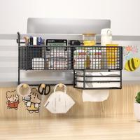 Estante de almacenamiento colgante para cabecera de cama de gran capacidad, diseño de rejilla, ahorra espacio, estante de almacenamiento para baño, caja de pañuelos multiusos - details 7