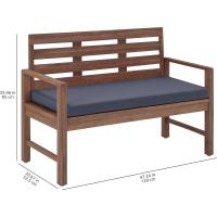 Sofá biplaza para exteriores con acolchado, madera de acacia, acabado en nogal, capacidad de carga 102 kg - details 1