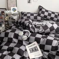 Juego de funda nórdica a cuadros negra y gris, ropa de cama Reversible con rejilla geométrica, funda de edredón suave para niños, adolescentes y adultos, decoración de dormitorio - details 5