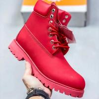 Botas amarillas grandes de piel de vaca para hombres y mujeres, modelos de pareja, botas Martin, zapatos altos impermeables para exteriores - details 1