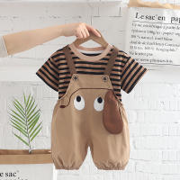 Conjunto De Ropa Infantil Para Bebé De Verano Con Estampado Rayado Camiseta Y Shorts De Algodón Y Poliéster Estilo Casual Para Niños - details 2