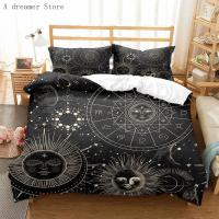 Juego de Ropa de Cama con Estampado de Sol y Luna Negra: Funda de Edredón Sábana Bohemia para Adultos Tamaño Twin Queen King - details 5