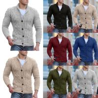 Cárdigan de punto jacquard para hombre Abrigo con cuello en capas para otoño e invierno - details 0