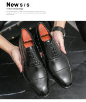 Vestido de cuero Oxford con cordones para hombre, Zapatos de negocios, color sólido, gran tamaño - details 8