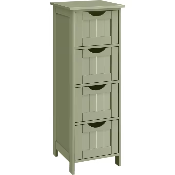 Armario de baño, Armario de Almacenamiento, Armario de Pie, con 4 cajones, 30 x 30 x 82 cm, para Baño, Sala de Estar, Comedor, Cocina, Estilo Moderno, Blanco LHC40W - 1