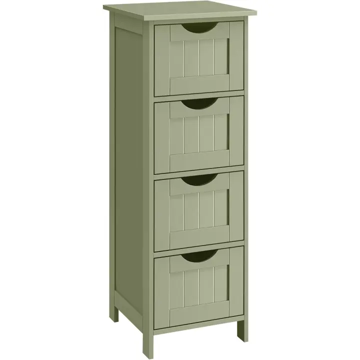 Armario de baño, Armario de Almacenamiento, Armario de Pie, con 4 cajones, 30 x 30 x 82 cm, para Baño, Sala de Estar, Comedor, Cocina, Estilo Moderno, Blanco LHC40W - 1